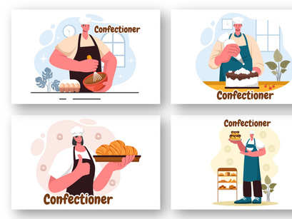 9 Confectioner Vector Illustration