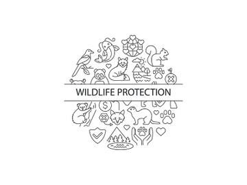 Wildlife protection abstract linear concept layout with headline preview picture