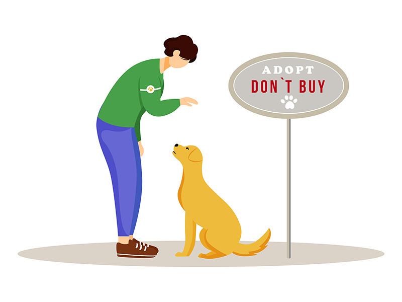 Animal adoption flat vector illustration
