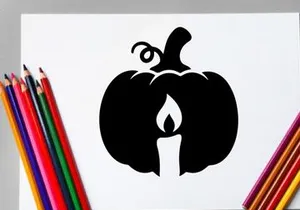 Siluet labu Halloween dengan lilin untuk dekorasi liburan seram