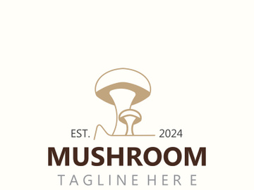 Mushroom botanical logo  modern and simple stamp style. nature or food template preview picture