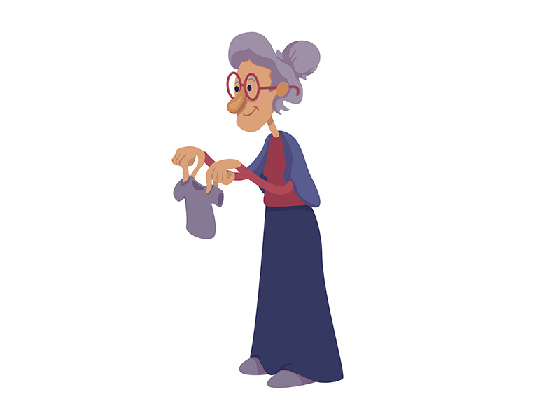 Grandmother holding child clothing flat cartoon vector illustration