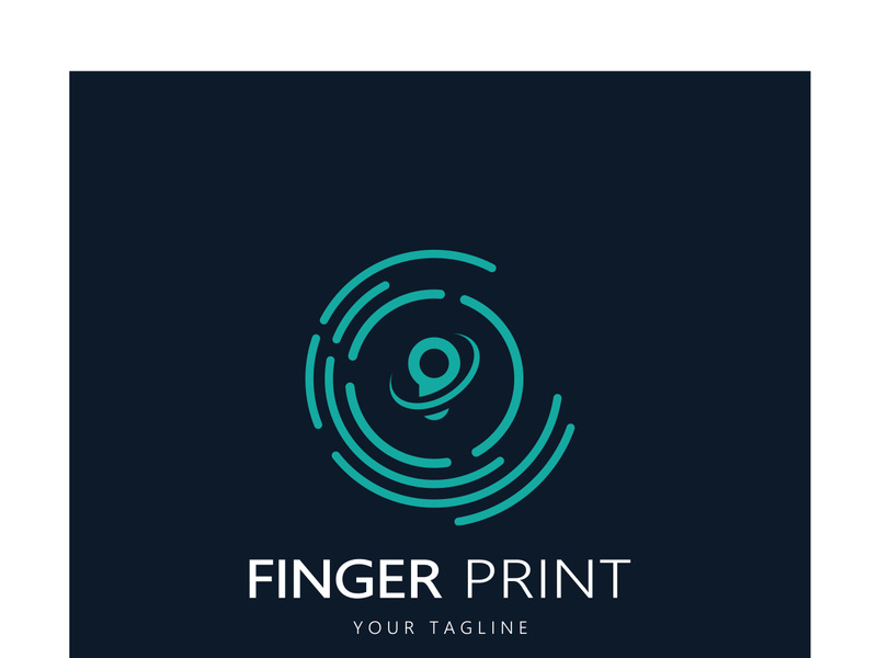 simple flat fingerprint logo,for security,identification,badge,emblem,business card,digital,vector