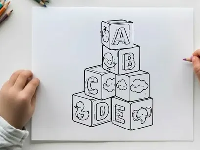 Alphabet blocks with animals vector illustration flat design