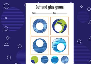 10 Pages Cut and glue game for kids. Cutting practice for preschoolers. Education paper game for children