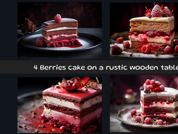 Berries cake on a rustic wooden table preview picture