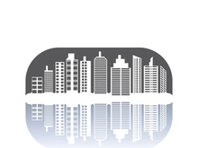 Modern city skyline icon silhouette vector illustration design