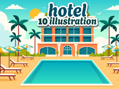 10 Hotel Vector Illustration