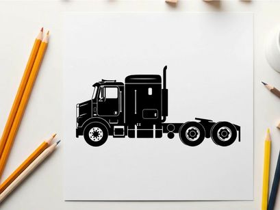 Silhouette of a semi truck with trailer hitch