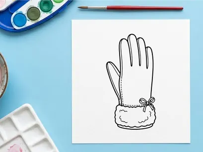 Handmade Christmas glove puppet with white yarn and bow for festive holiday crafts
