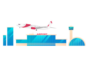 Airport flat color vector objects set preview picture