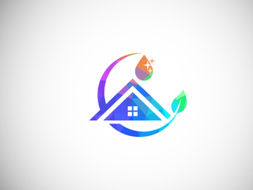 Low Poly Cleaning Service Logo Design Template, Cleaning Company Logo Sign Symbol. preview picture