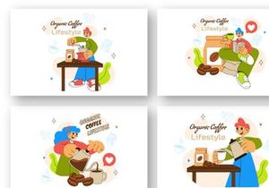 10 Organic Coffee Lifestyle Illustration