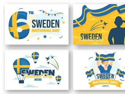 14 Sweden National Day Vector Illustration