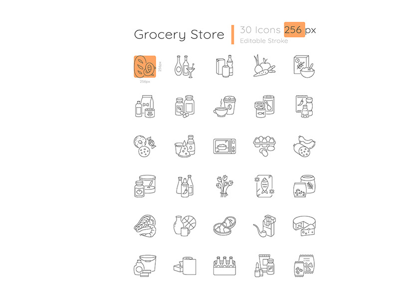 Grocery linear icons set