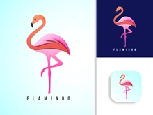 Modern colorful Flamingo bird logo design template vector illustration