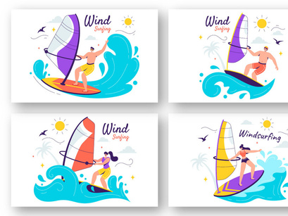 9 Windsurfing Sport Illustration