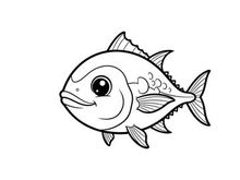 Cute smiling fish cartoon vector illustration flat design