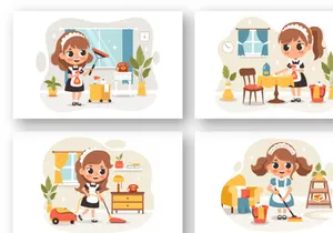 9 Professional Girl Maid Illustration
