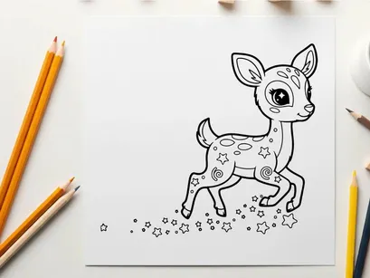 Cute baby deer with stars vector illustration flat design