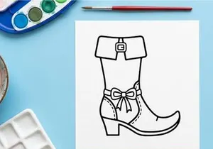 Cowboy boot with decorative bow and Classic equestrian riding footwear for men. Durable leather lace-up boots with pointed toe and Classic western...