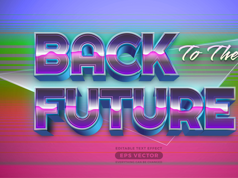 Back to the future editable text effect retro style with vibrant theme concept for trendy flyer, poster and banner template promotion