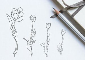 Abstract Flower Tulip continuous line drawing art singulart aesthetic simple