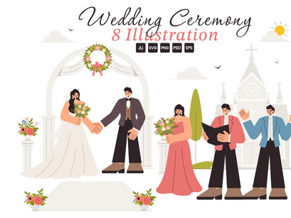 8 Wedding Ceremony Celebration Illustration