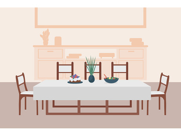 Luxury dining room flat color vector illustration preview picture