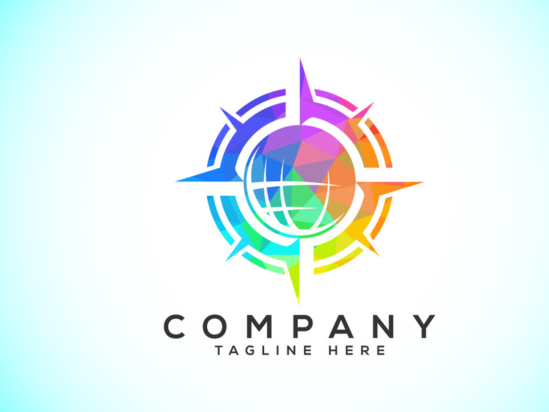 Polygonal Compass Concept Logo Design. Compass Low Poly Logo sign and symbol. Coastal icon