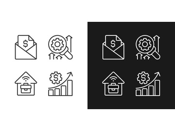Company management structure pixel perfect linear icons set for dark, light mode preview picture