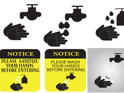 Covid-19 Prevention - Hand Wash Notice Vectors