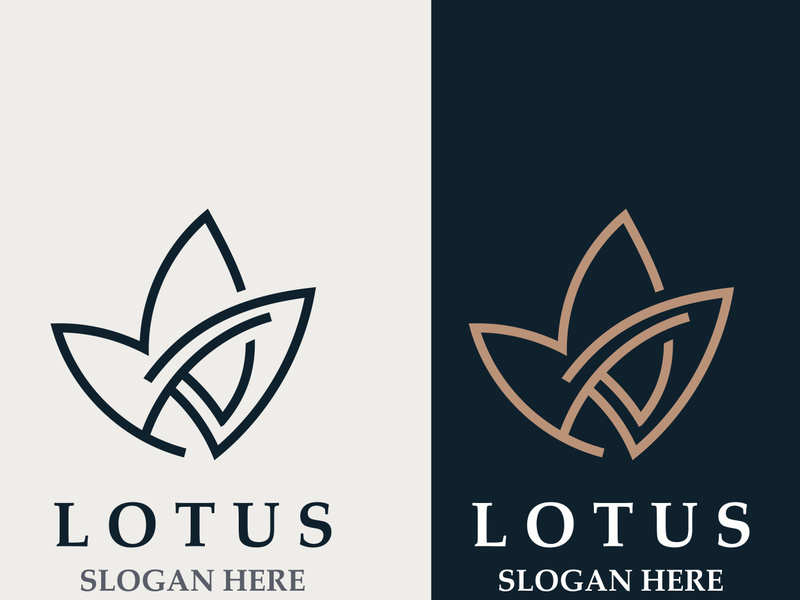 Floral Lotus line art beauty simple and modern logo template vector element