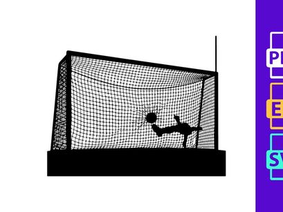 Soccer goalkeeper diving to block a shot on goal in a soccer match