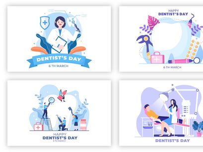 20 World Dentist Day Cartoon Background Illustration