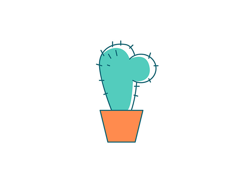 Indoor cactus flat color vector object