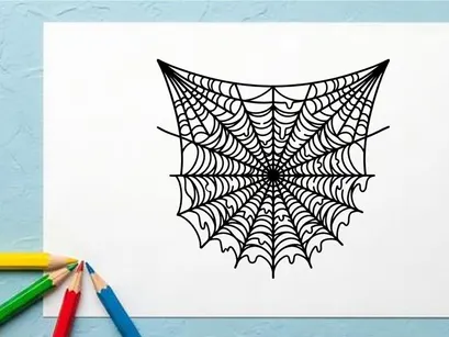 Jaring Laba-laba Detail dengan Tetesan Embun untuk Tema Halloween atau Alam