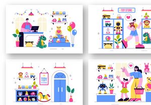 10 Toy Store Vector Illustration