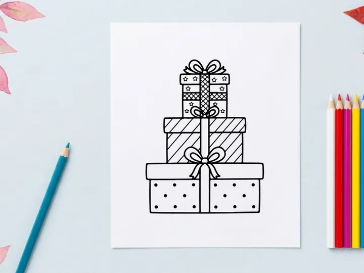 Stacked Christmas gift boxes with bows and polka dot wrapping paper for holiday celebration