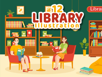 12 Library Vector Illustration preview picture