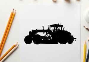 Silhouette of a large industrial tractor or bulldozer vehicle