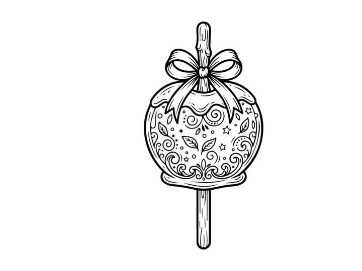 Ilustrasi buah delima dengan pita dekoratif bergaya tulisan tangan. Sketsa buah vintage untuk kemasan liburan dan desain branding.
