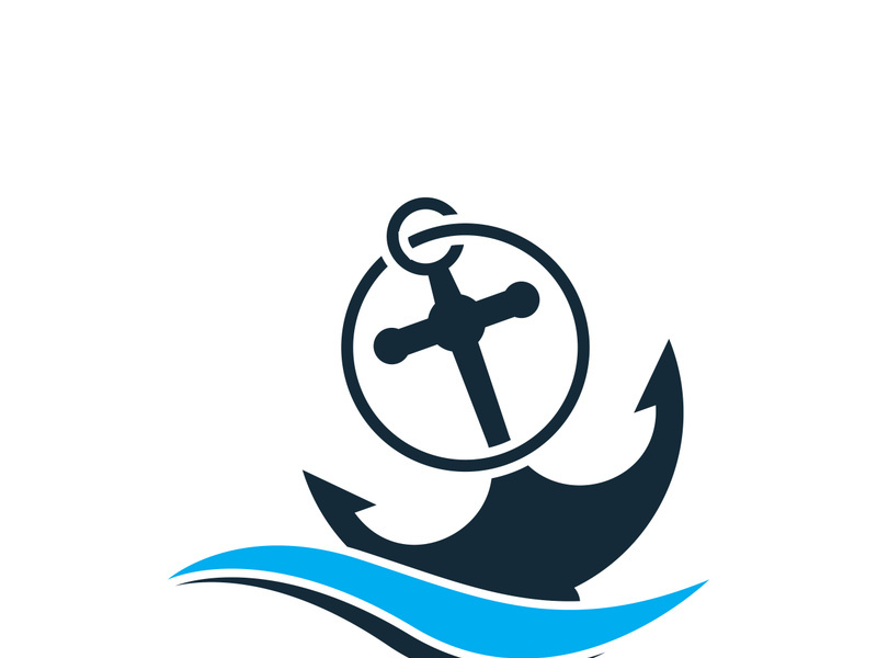 Anchor logo icon boat ship marine navy design vector
