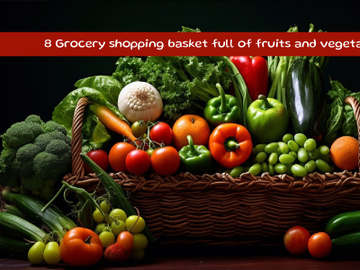 Grocery shopping basket full of fruits and vegetables preview picture