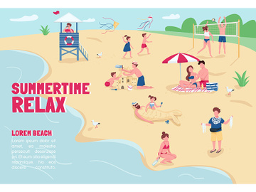 Summertime relax banner flat vector template preview picture