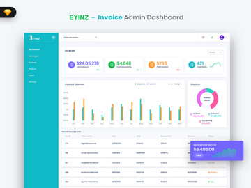 Heyinz - Invoice Admin Dashboard UI Kit (SKETCH) preview picture