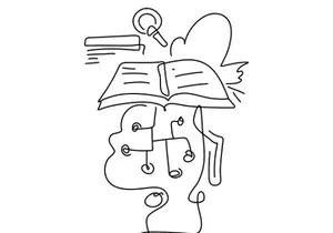 Flat Illustration Outline Intelligence AI
