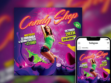 Free Colorful Splash Girls and Drinks Party Instagram Post Template preview picture