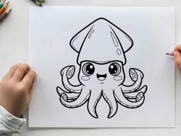 Cute octopus chef cooking vector illustration flat design preview picture