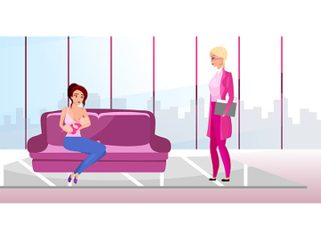 Breastfeeding at work flat vector illustration preview picture